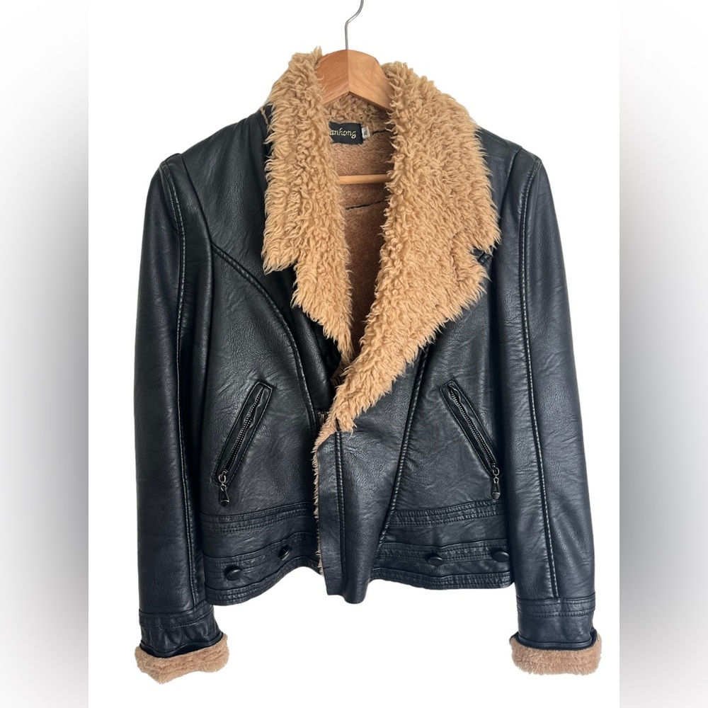 LEATHER LOOK BIKER JACKET vintage